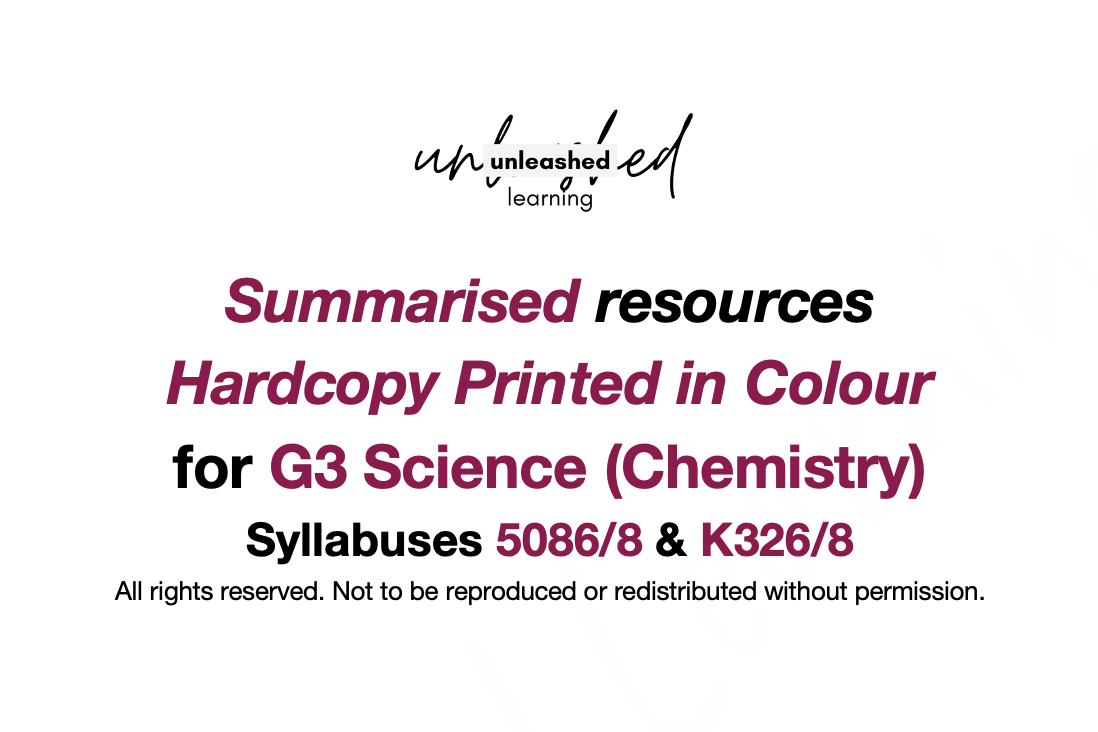 Summary for G3 Science (Chemistry) [Printed]
