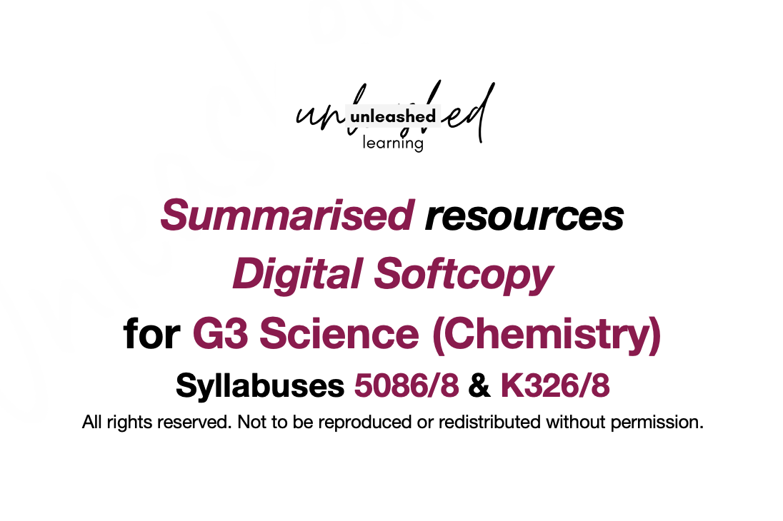 Summary for G3 Science (Chemistry) [Digital]