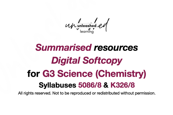 Summary for G3 Science (Chemistry) [Digital]