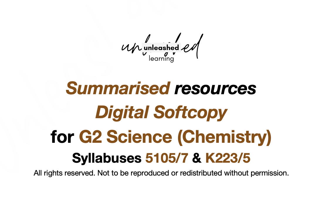 Summary for G2 Science (Chemistry) [Digital]